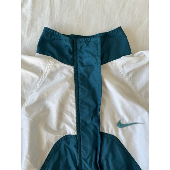 Vintage Nike Jacket Womens Small Windbreaker Teal Blue White Running Workout Zip - Picture 3 of 10